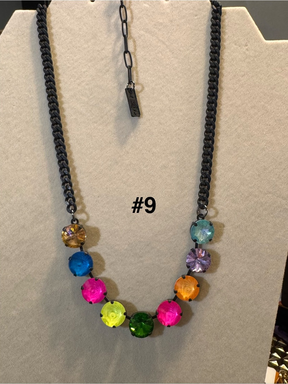 TOVA Mini Sofia in Smutt Neon Multicolor Crystal Necklace